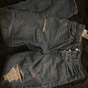 Womens Blue Distressed Jeans